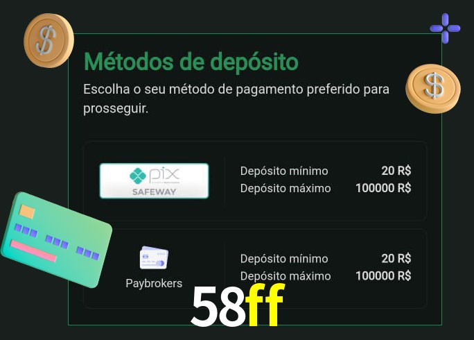 O cassino 58ff oferece uma grande variedade de métodos de pagamento